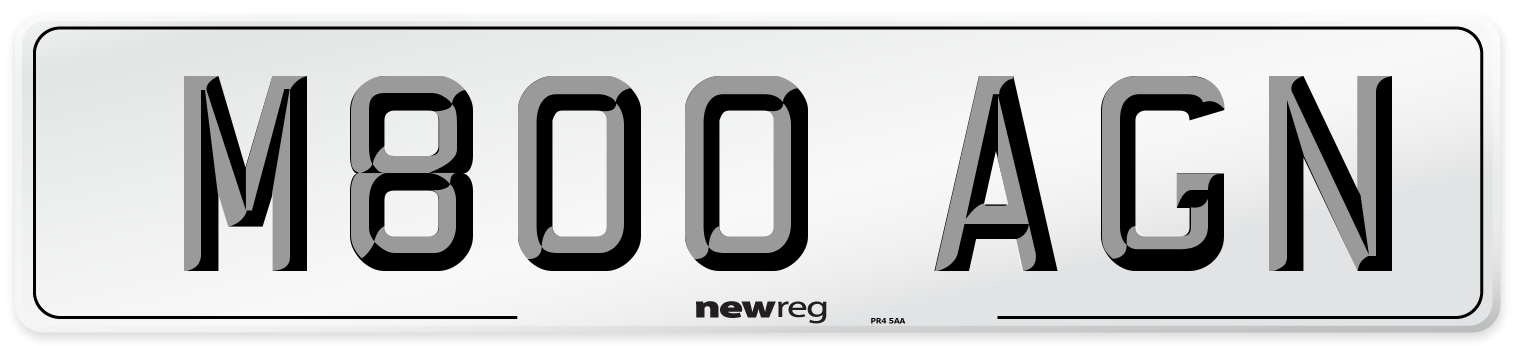 M800 AGN Number Plate from New Reg